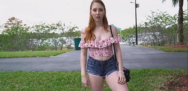  Slutty redhead picked up and fucked roughly in the Bangbus